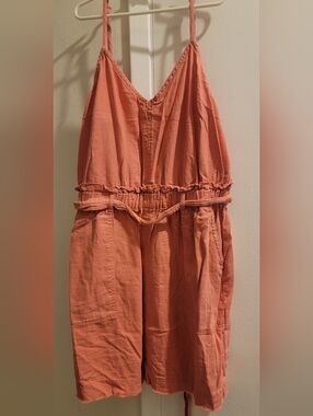 Splendid Coral-Peach Sleeveless Dress with Waist Tie! S